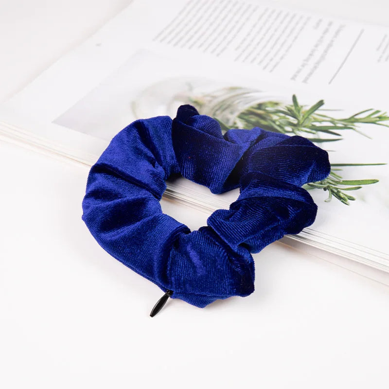 Portable Hidden Safe Sight Secret Hair Tie Storage Case Hair Scrunchie with Zipper Hide Key Cash Jewelry for Travel Outdoor