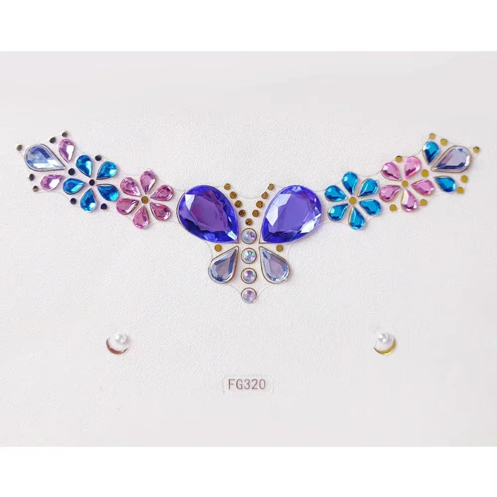 3D Face Gems Jewels Sticker Shiny Face Decoration Rhinestones Sticker Festival Body Art Decoration Diamond Music Festival Tattoo
