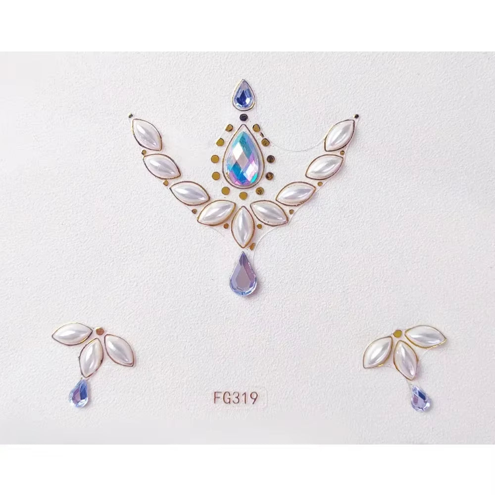 3D Face Gems Jewels Sticker Shiny Face Decoration Rhinestones Sticker Festival Body Art Decoration Diamond Music Festival Tattoo