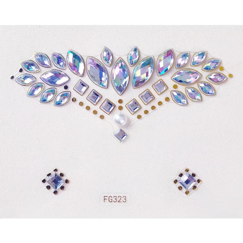 3D Face Gems Jewels Sticker Shiny Face Decoration Rhinestones Sticker Festival Body Art Decoration Diamond Music Festival Tattoo