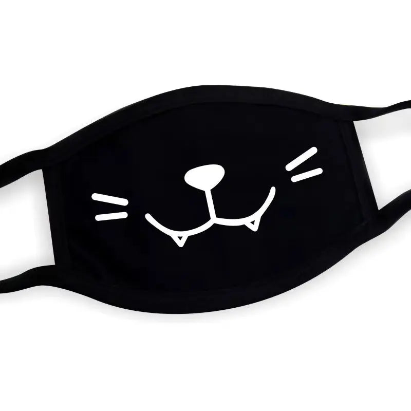 Black Mask Unisex Winter Warm Thickening Half Face Mouth Mask Cotton Cartoon Pattern Anti-Dust Anti- Respirator Black Kpop Mask