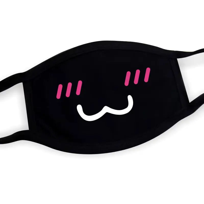 Black Mask Unisex Winter Warm Thickening Half Face Mouth Mask Cotton Cartoon Pattern Anti-Dust Anti- Respirator Black Kpop Mask