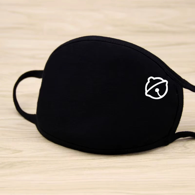 Black Mask Unisex Winter Warm Thickening Half Face Mouth Mask Cotton Cartoon Pattern Anti-Dust Anti- Respirator Black Kpop Mask