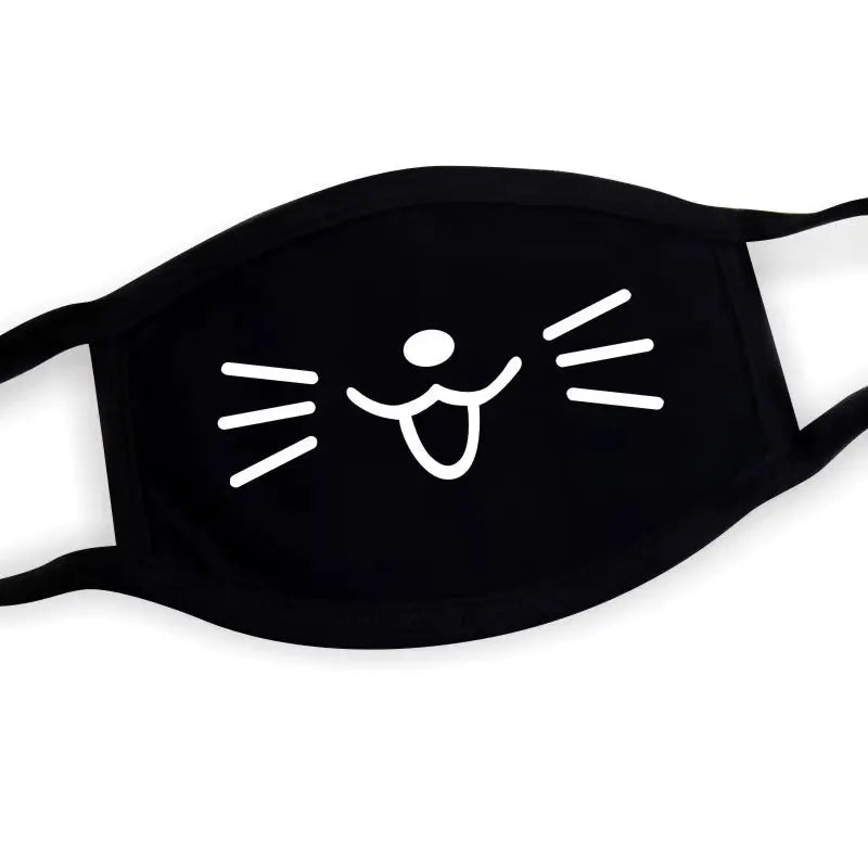 Black Mask Unisex Winter Warm Thickening Half Face Mouth Mask Cotton Cartoon Pattern Anti-Dust Anti- Respirator Black Kpop Mask