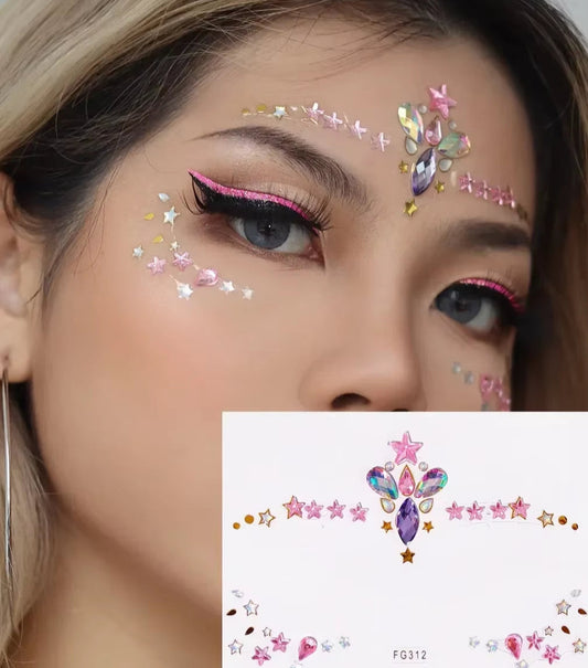 3D Face Gems Jewels Sticker Shiny Face Decoration Rhinestones Sticker Festival Body Art Decoration Diamond Music Festival Tattoo