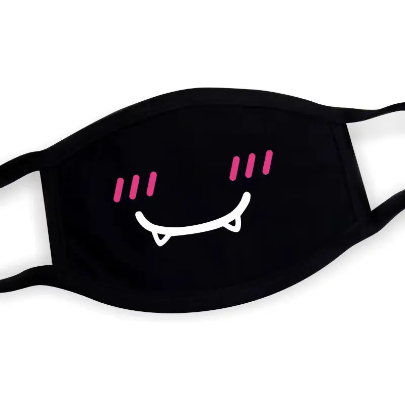 Black Mask Unisex Winter Warm Thickening Half Face Mouth Mask Cotton Cartoon Pattern Anti-Dust Anti- Respirator Black Kpop Mask