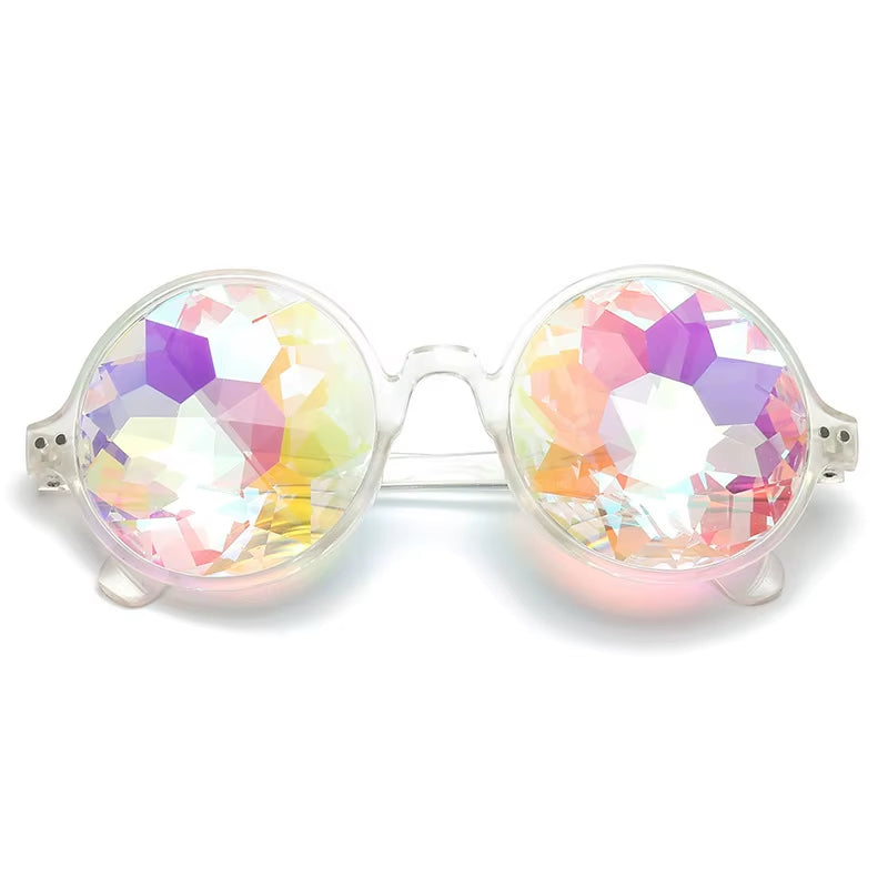 Kaleidoscope Psychedelic Eyeglasses Men Women Funny round Sunglasses Rave Festival Stylish Female Carnival Party Queen Glasses