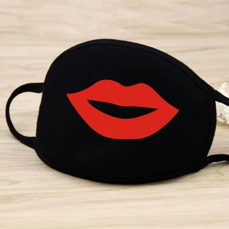 Black Mask Unisex Winter Warm Thickening Half Face Mouth Mask Cotton Cartoon Pattern Anti-Dust Anti- Respirator Black Kpop Mask