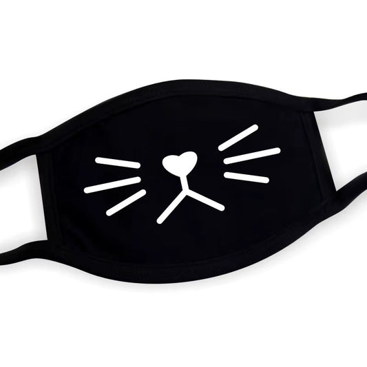 Black Mask Unisex Winter Warm Thickening Half Face Mouth Mask Cotton Cartoon Pattern Anti-Dust Anti- Respirator Black Kpop Mask