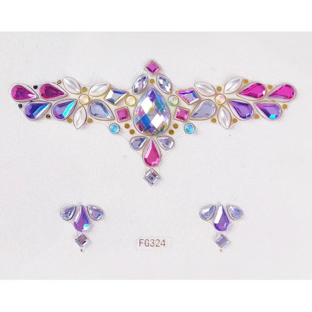 3D Face Gems Jewels Sticker Shiny Face Decoration Rhinestones Sticker Festival Body Art Decoration Diamond Music Festival Tattoo
