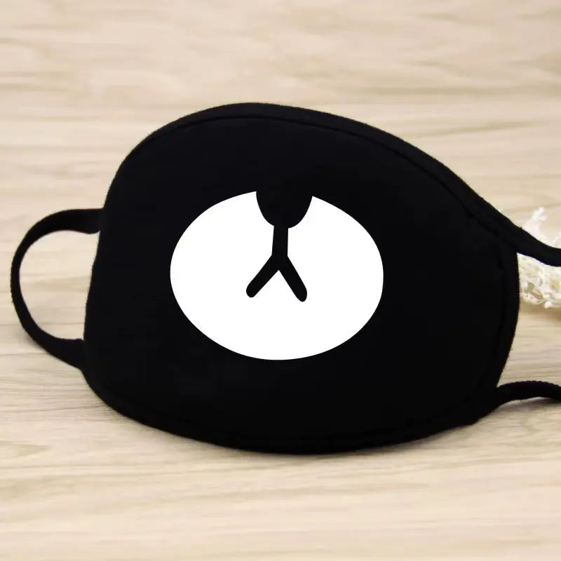 Black Mask Unisex Winter Warm Thickening Half Face Mouth Mask Cotton Cartoon Pattern Anti-Dust Anti- Respirator Black Kpop Mask