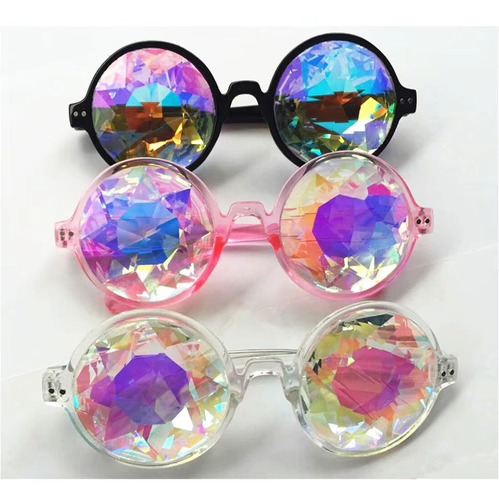 Kaleidoscope Psychedelic Eyeglasses Men Women Funny round Sunglasses Rave Festival Stylish Female Carnival Party Queen Glasses