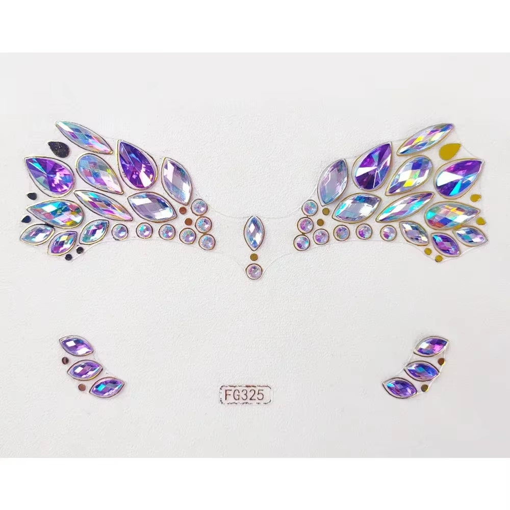 3D Face Gems Jewels Sticker Shiny Face Decoration Rhinestones Sticker Festival Body Art Decoration Diamond Music Festival Tattoo