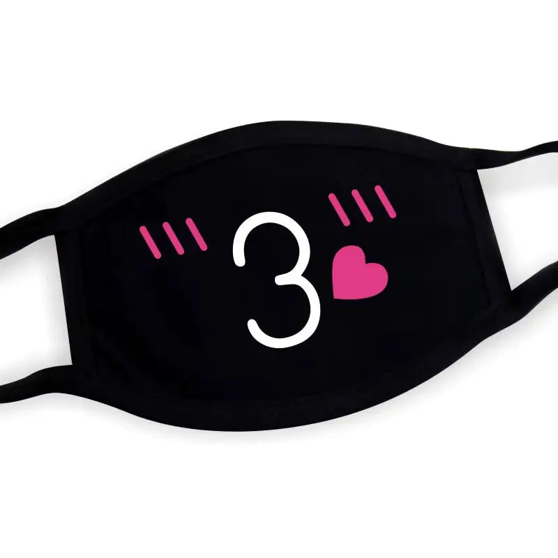 Black Mask Unisex Winter Warm Thickening Half Face Mouth Mask Cotton Cartoon Pattern Anti-Dust Anti- Respirator Black Kpop Mask