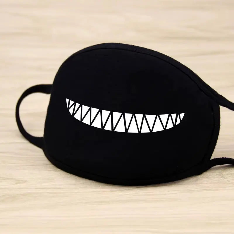 Black Mask Unisex Winter Warm Thickening Half Face Mouth Mask Cotton Cartoon Pattern Anti-Dust Anti- Respirator Black Kpop Mask