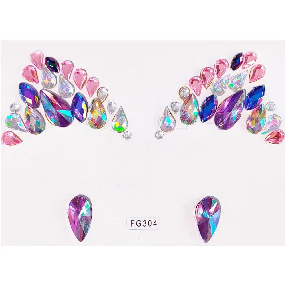 3D Face Gems Jewels Sticker Shiny Face Decoration Rhinestones Sticker Festival Body Art Decoration Diamond Music Festival Tattoo