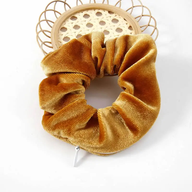 Portable ⁣Hidden Safe Sight Secret Hair Tie Storage Case Hair Scrunchie with Zipper Hide Key Cash Jewelry for Travel Outdoor