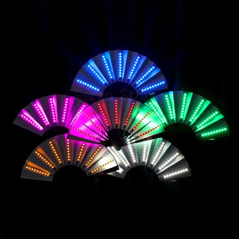 Glow Folding Led Fan Dancing Light Fan Night Show Halloween Christmas Rave Festival Accessories Glow in the Dark Party Supplies