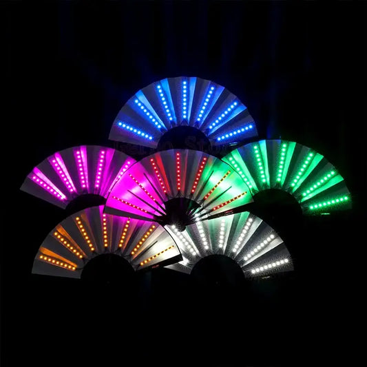 Glow Folding Led Fan Dancing Light Fan Night Show Halloween Christmas Rave Festival Accessories Glow in the Dark Party Supplies
