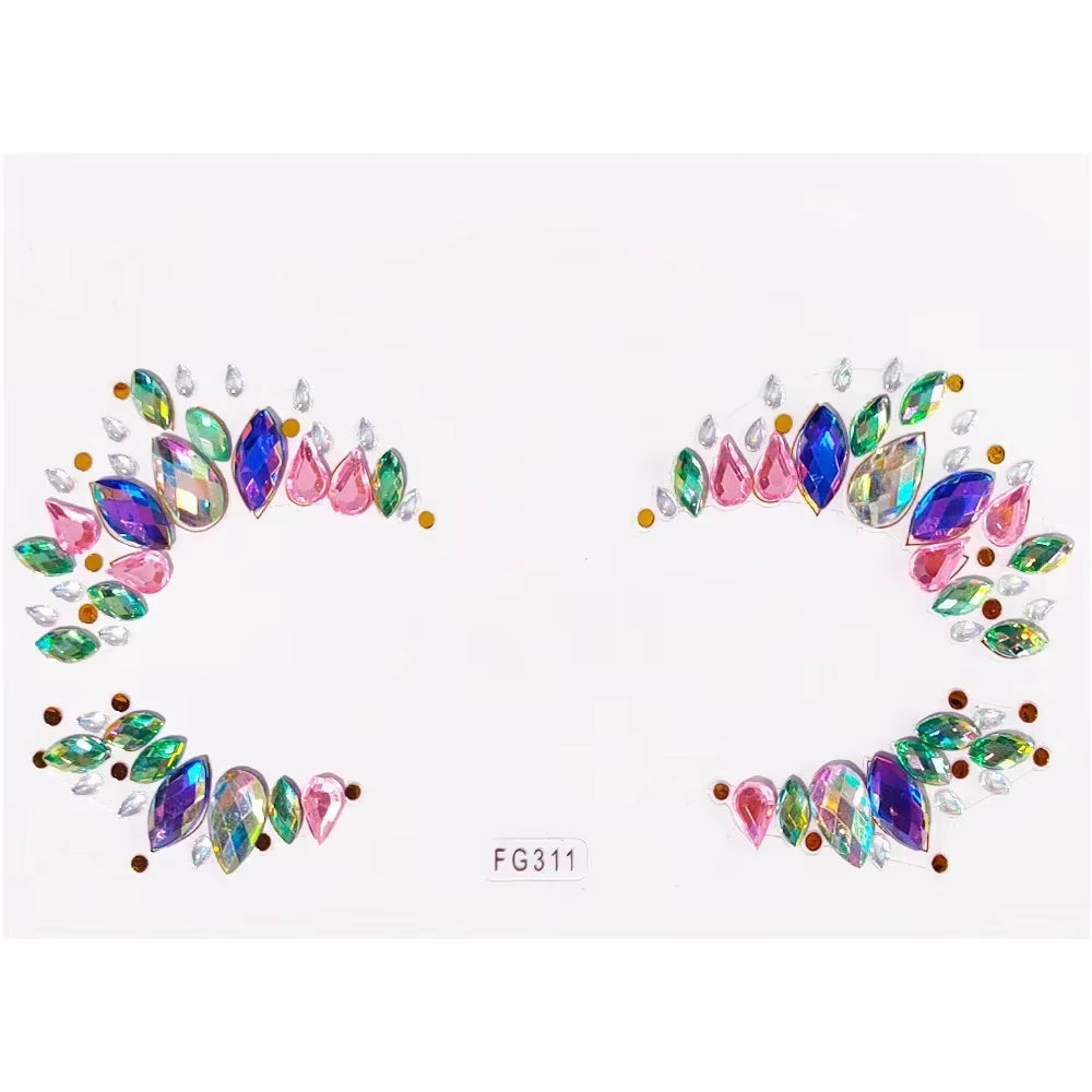 3D Face Gems Jewels Sticker Shiny Face Decoration Rhinestones Sticker Festival Body Art Decoration Diamond Music Festival Tattoo