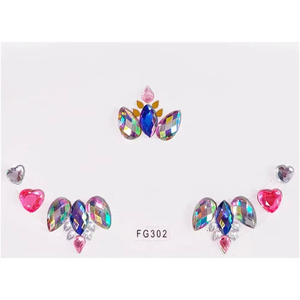 3D Face Gems Jewels Sticker Shiny Face Decoration Rhinestones Sticker Festival Body Art Decoration Diamond Music Festival Tattoo