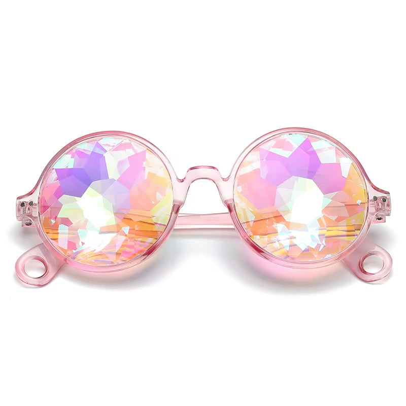 Kaleidoscope Psychedelic Eyeglasses Men Women Funny round Sunglasses Rave Festival Stylish Female Carnival Party Queen Glasses