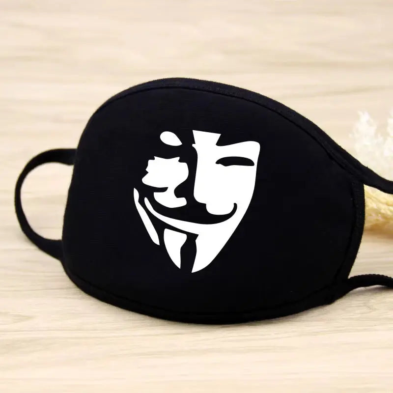 Black Mask Unisex Winter Warm Thickening Half Face Mouth Mask Cotton Cartoon Pattern Anti-Dust Anti- Respirator Black Kpop Mask