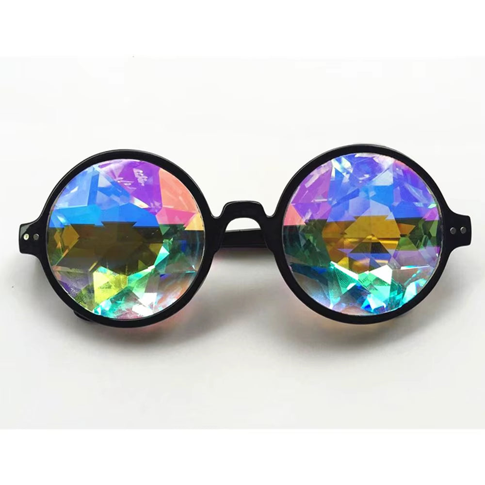 Kaleidoscope Psychedelic Eyeglasses Men Women Funny round Sunglasses Rave Festival Stylish Female Carnival Party Queen Glasses